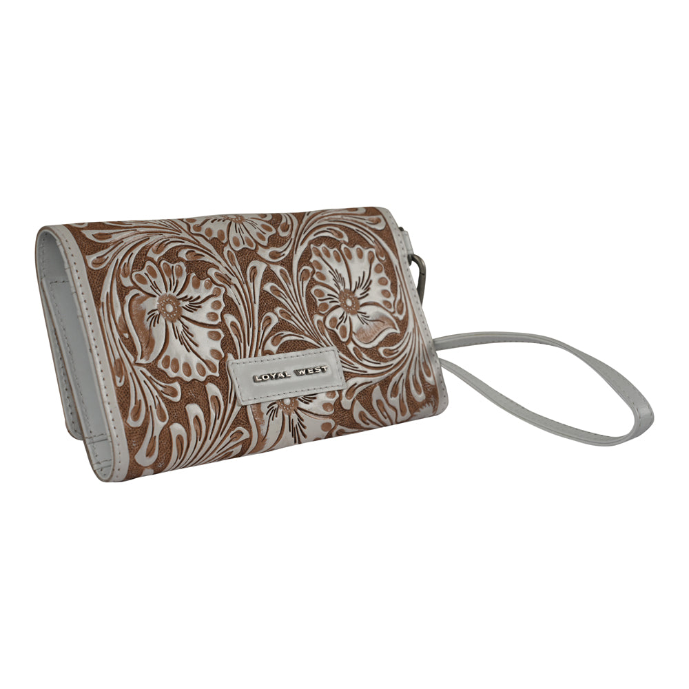 Handtooled Drover Wallet - Ivory Dust- Myra USA- {{Product type}}