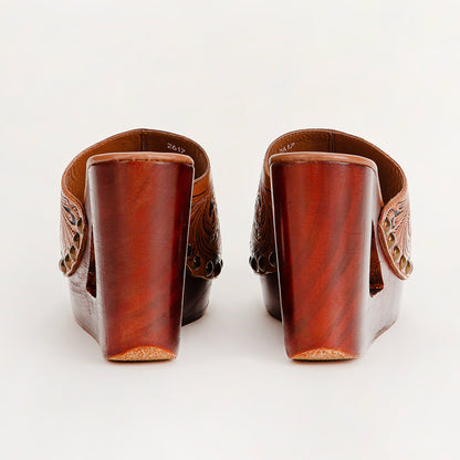 Loyal West Desert Wanderer Sandals - Dark Brown Handtooled Leather- Myra USA- {{Product type}}