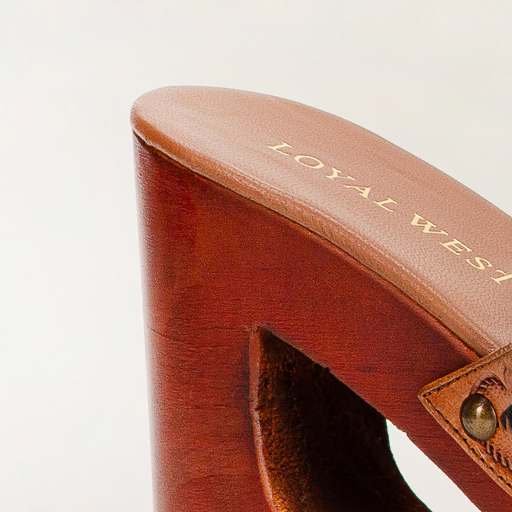 Loyal West Desert Wanderer Sandals - Dark Brown Handtooled Leather- Myra USA- {{Product type}}