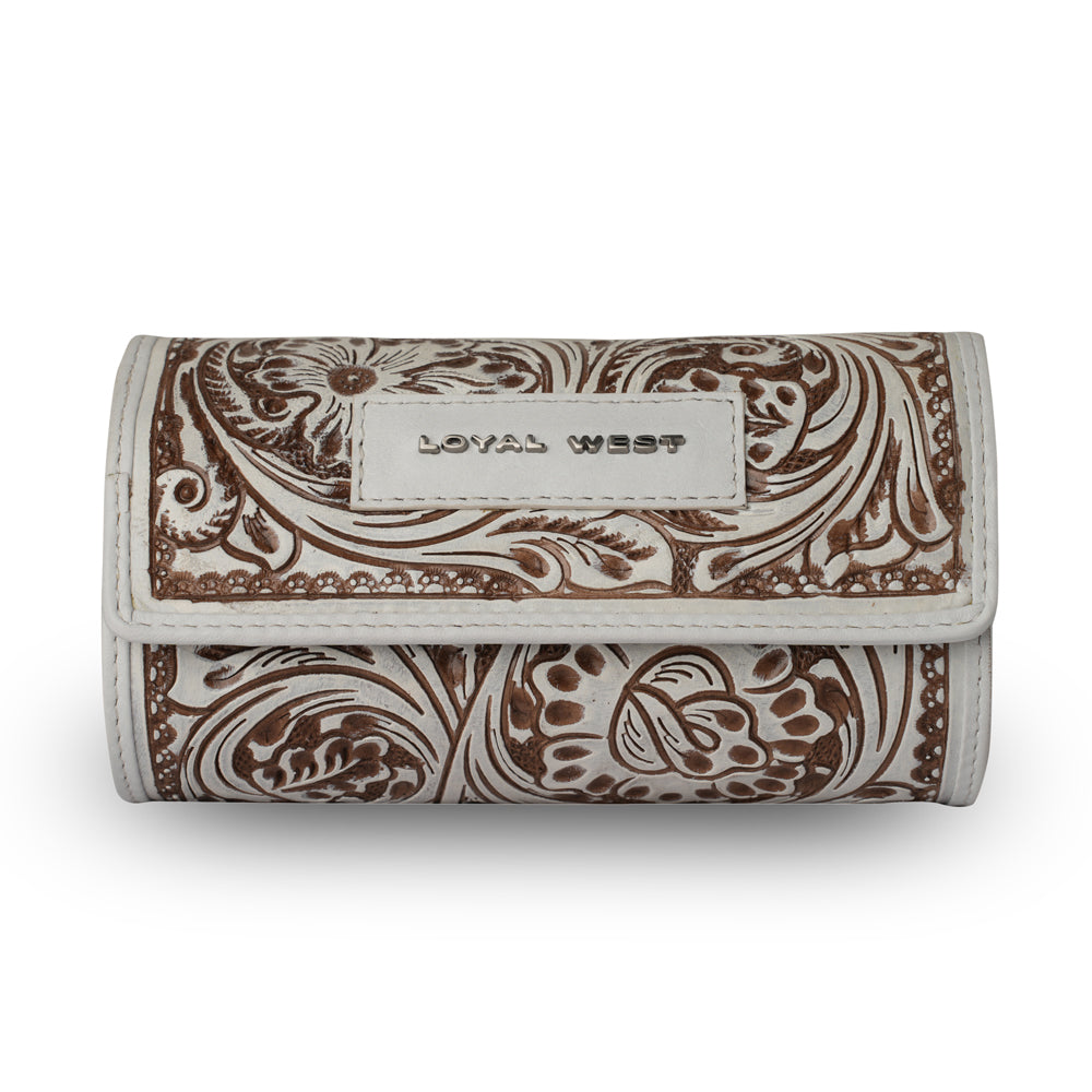 Handtooled Canyon Jewellery Case - Ivory Dust- Myra USA- {{Product type}}