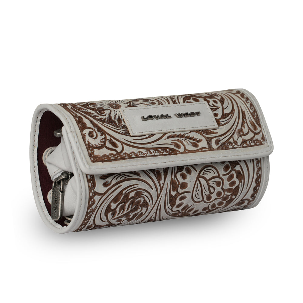 Handtooled Canyon Jewellery Case - Ivory Dust- Myra USA- {{Product type}}