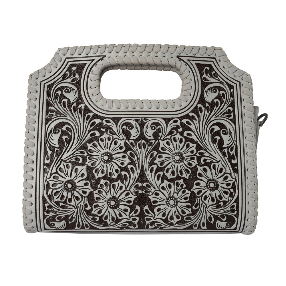 Handtooled Alma Medium Handbag - Ivory Dust- Myra USA- {{Product type}}