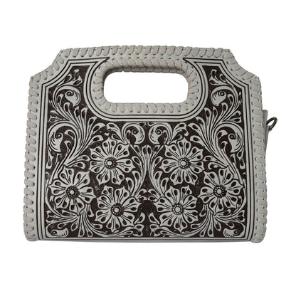 Handtooled Alma Medium Handbag - Ivory Dust- Myra USA- {{Product type}}