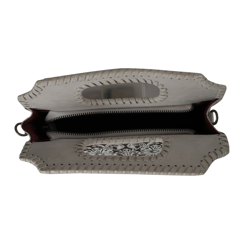 Handtooled Alma Medium Handbag - Ivory Dust- Myra USA- {{Product type}}