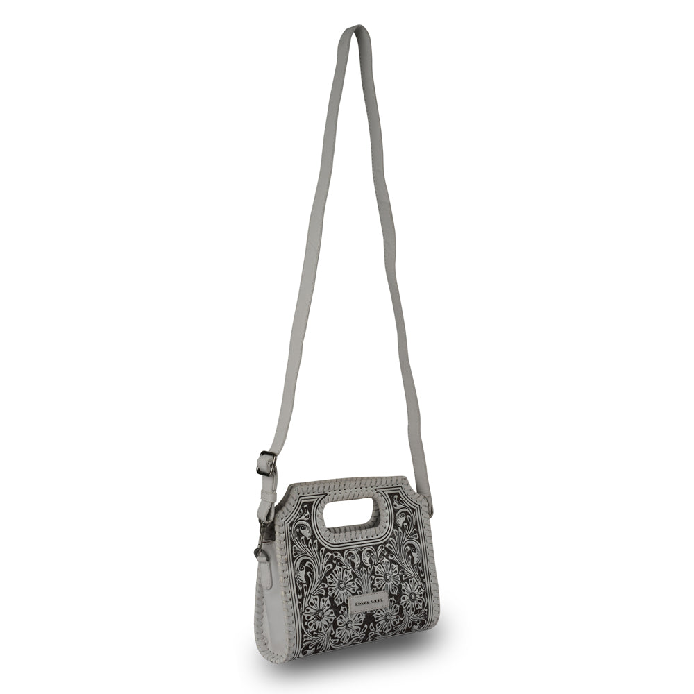 Handtooled Alma Medium Handbag - Ivory Dust- Myra USA- {{Product type}}