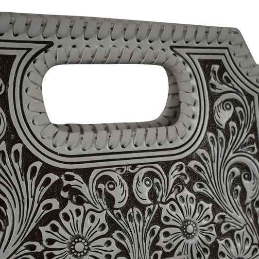 Handtooled Alma Medium Handbag - Ivory Dust - - CROSS BODY