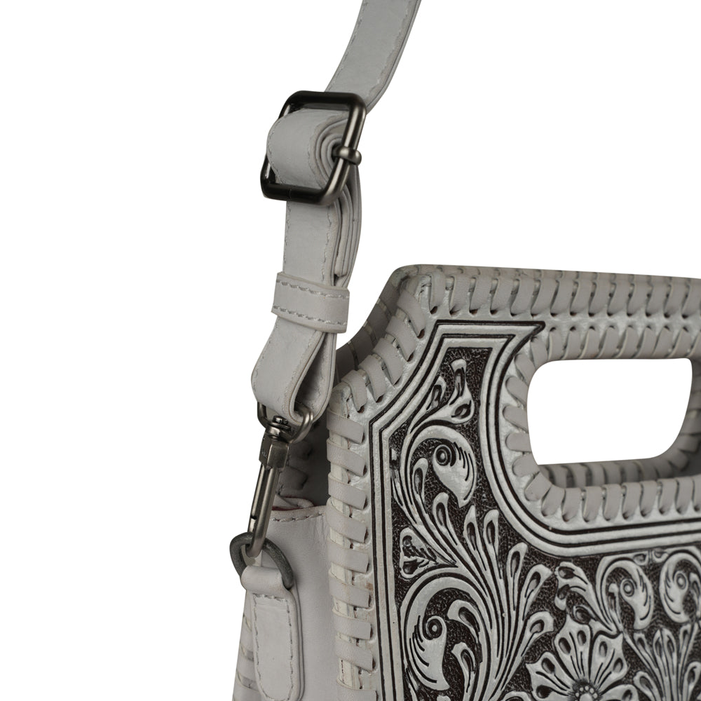 Handtooled Alma Medium Handbag - Ivory Dust- Myra USA- {{Product type}}