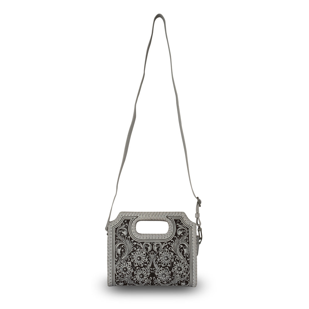 Handtooled Alma Medium Handbag - Ivory Dust- Myra USA- {{Product type}}