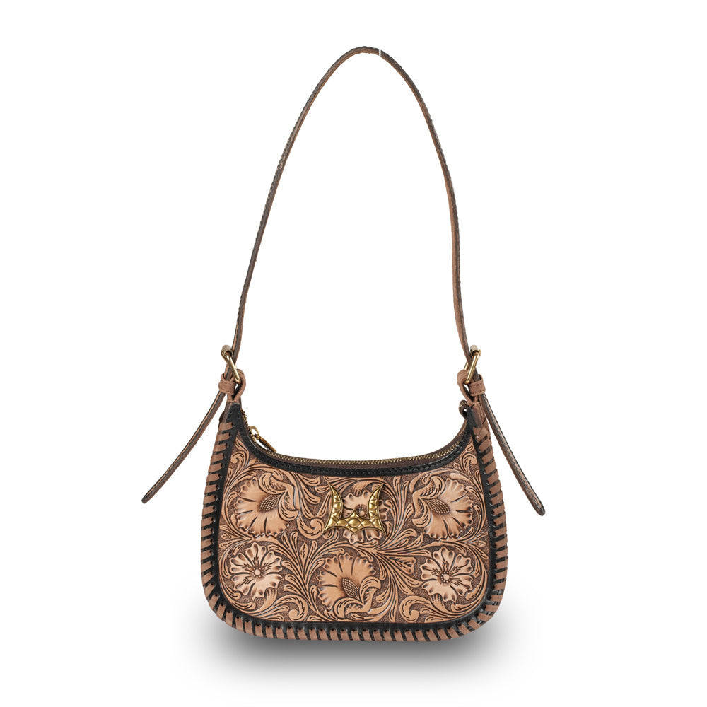 Handtooled Dannia Medium Purse - Distressed Brown- Myra USA- {{Product type}}