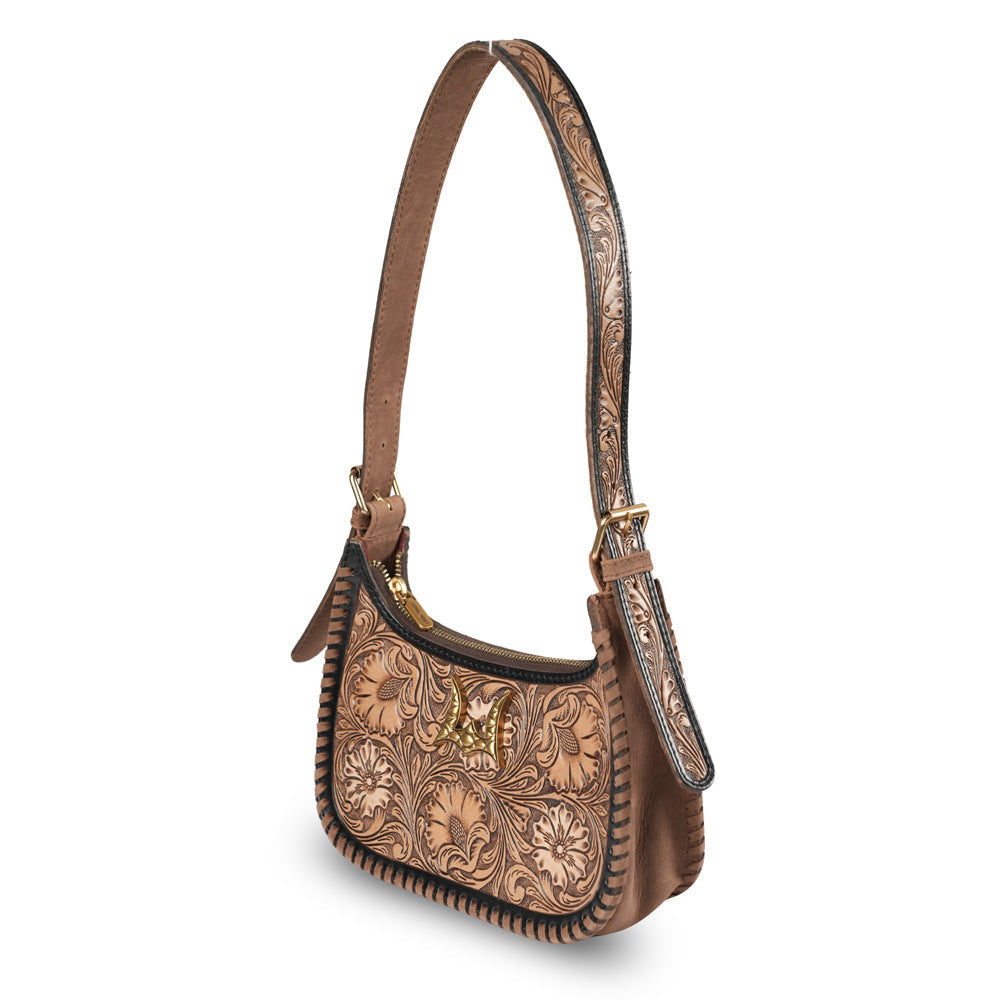 Handtooled Dannia Medium Purse - Distressed Brown- Myra USA- {{Product type}}