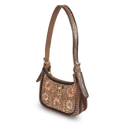 Handtooled Dannia Medium Purse - Distressed Brown- Myra USA- {{Product type}}