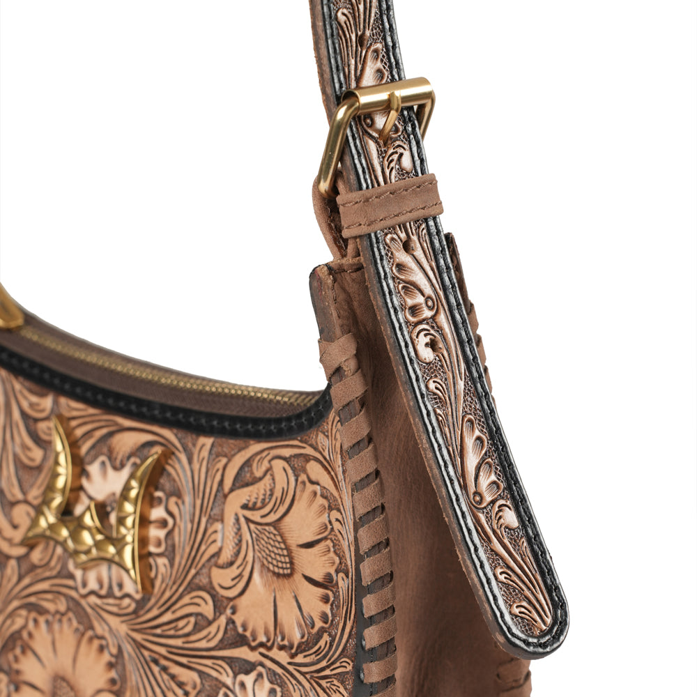 Handtooled Dannia Medium Purse - Distressed Brown- Myra USA- {{Product type}}