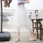 Net Yarn Fairy Puff Mid-Length Skirt for Ladies