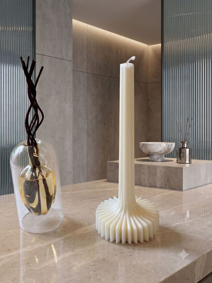 Lantern Pillar Candle | Sculptural Soy Wax | Handcrafted in USA - - candles