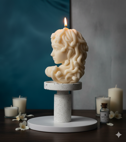 Large Medusa Candle | Sculptural Greek Mythology Art - - candles