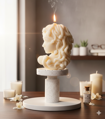 Large Medusa Candle | Sculptural Greek Mythology Art - - candles