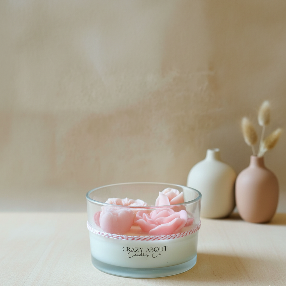 Large Rose-in-a-Jar Soy Candle – 16 oz | 60+ Hr Burn | 12 Scents - - candles