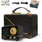 Muzen Portable Bluetooth Speaker OTR Metal Retro Small Wireless Speaker FM Radio with Antenna AUX 10h+ Long Playtime High Fidelity Stereo Audio with Suitcase Room Office Decor Festival Gift Kia Day Design