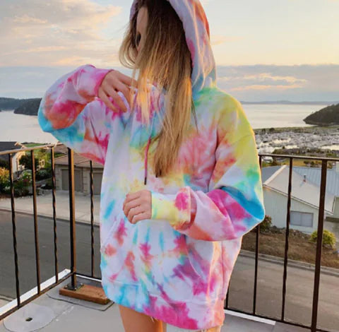 Gradient Tie-Dye Long-Sleeved Hooded Sweater - Kia Day Design