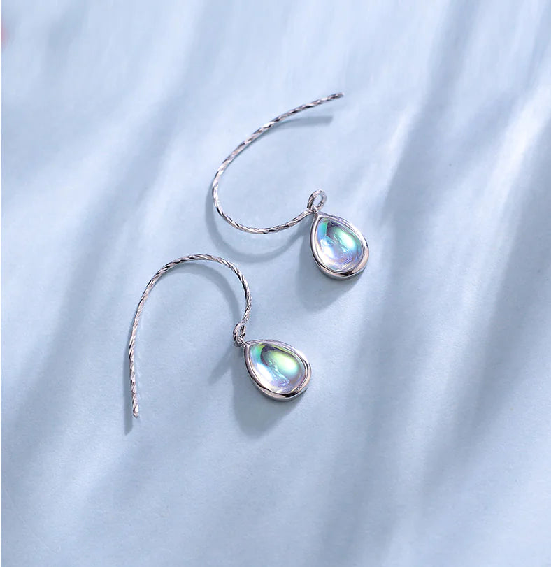 Sterling Silver Waterdrop Gradient Glass Earrings - Kia Day Design