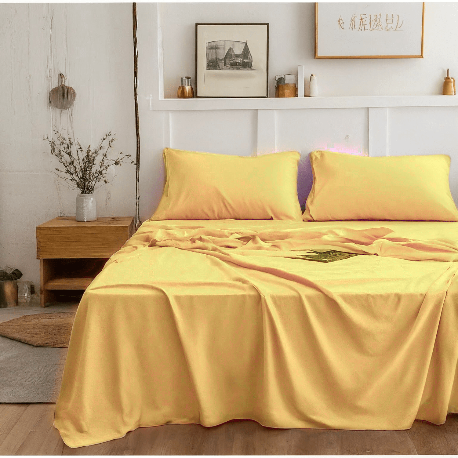 Tache Microfiber Sunny Yellow Bed Sheet Set (404-YS-BSS)- Tache Home Fashion- {{Product type}}