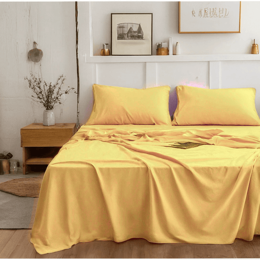 Tache Microfiber Sunny Yellow Bed Sheet Set - - Bed Sheet