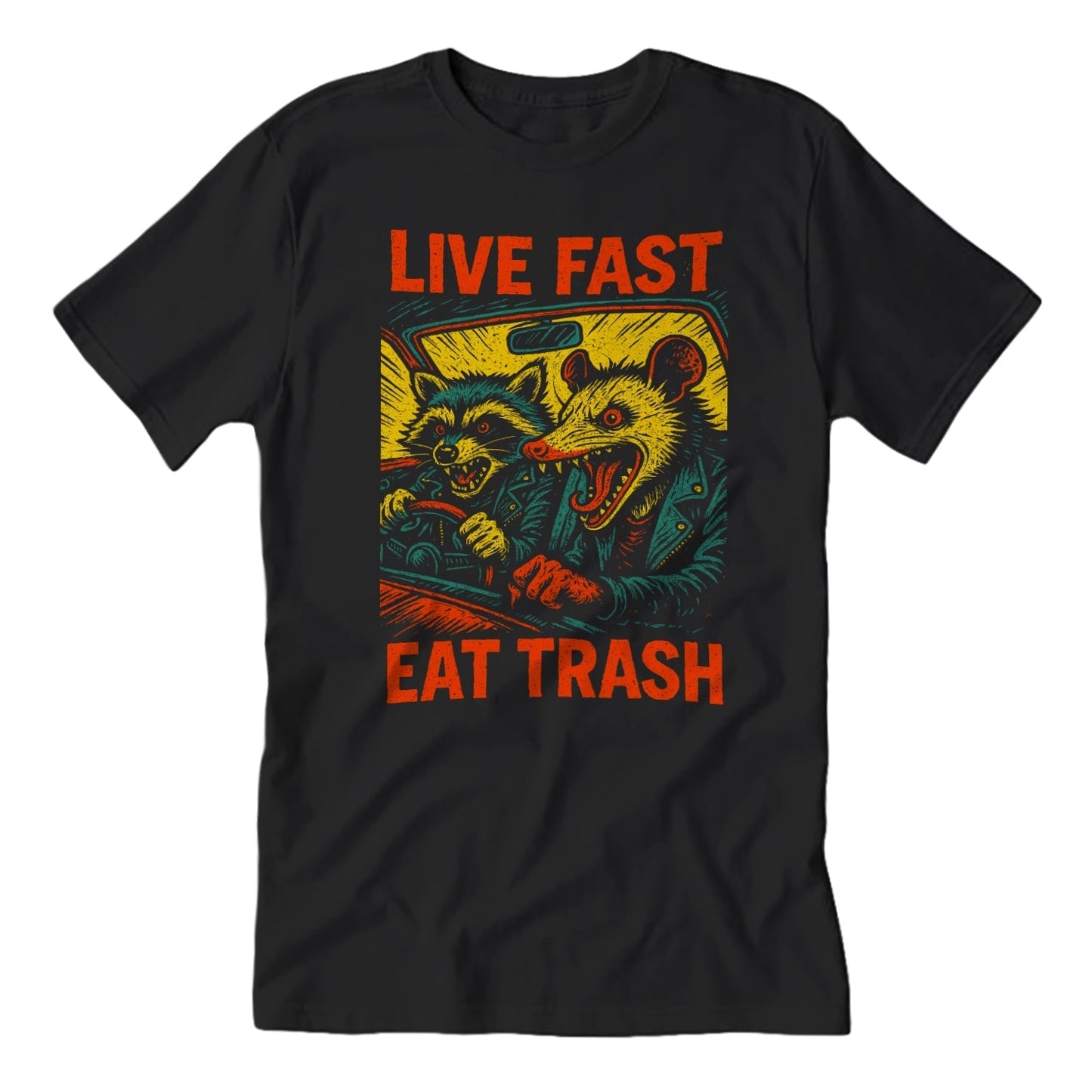 Live Fast Eat Trash T-Shirt - - Guys Shirt