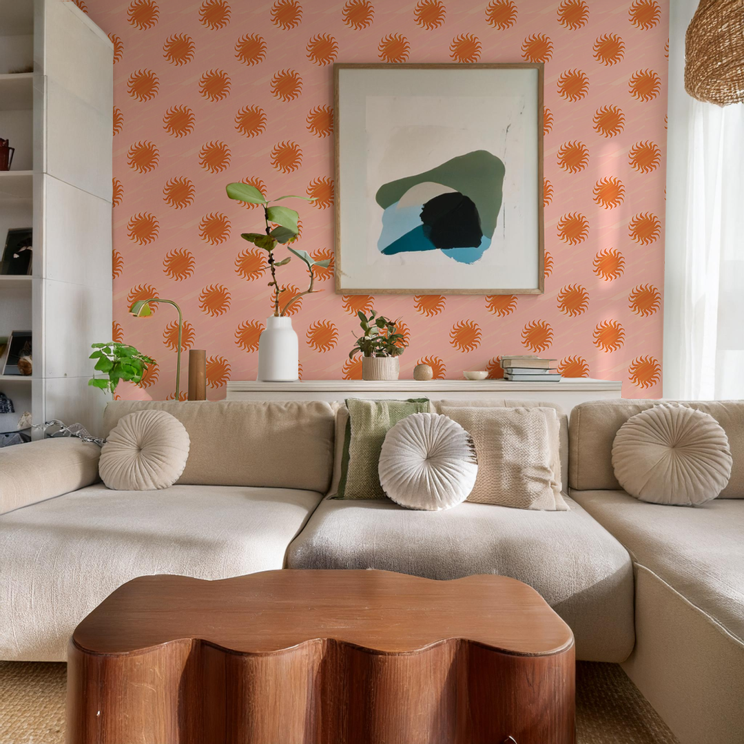 Sol Wallpaper, pink and orange- Samantha Santana Creative- {{Product type}}
