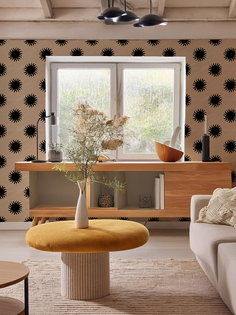 Sol Wallpaper, tan and black- Samantha Santana Creative- {{Product type}}