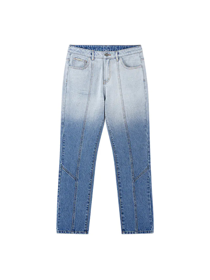 Distressed Washed Gradient Ripped Denim Jeans - - jeans