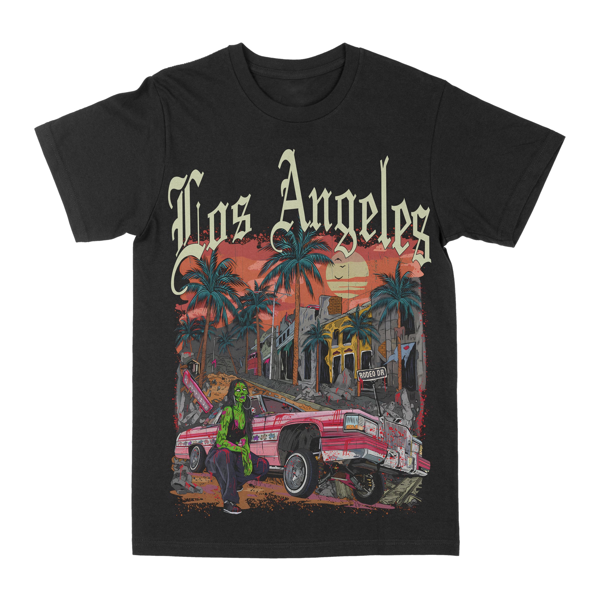 Low Rider Zombie "Los Angeles" Graphic Tee - Black -