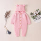 Knit Romper With Hoodie Pink 3-6 months