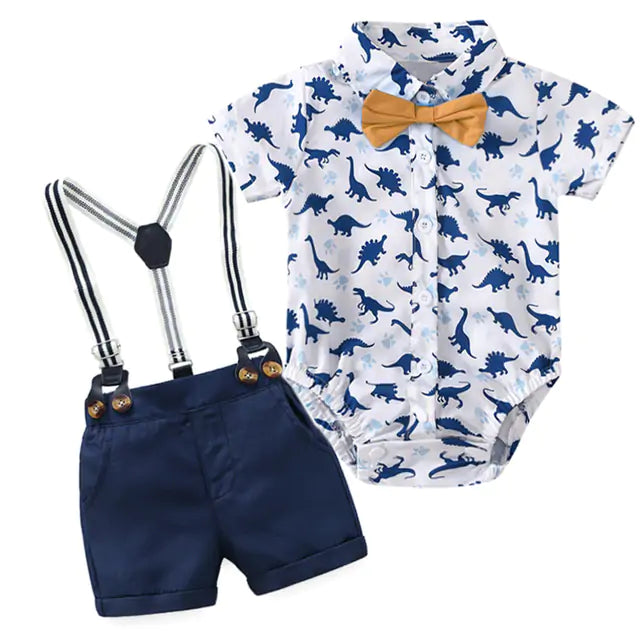 Baby Boy Outfit Set - blue white brown 18M - baby clothes