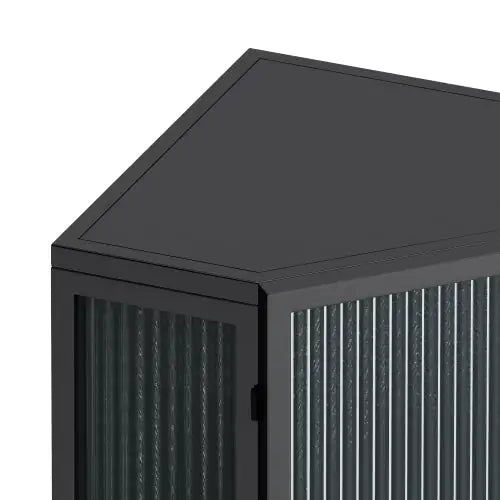 Floor Corner Cabinet with Tempered Glass Door and Storage Shelves - Kia Day Design