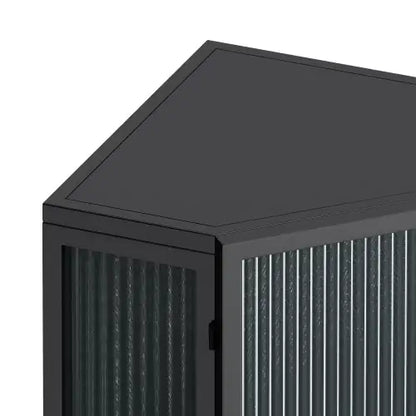 Floor Corner Cabinet with Tempered Glass Door and Storage Shelves - Kia Day Design