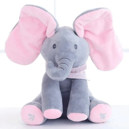 Interactive Peek-A-Boo Elephant Plush Toy - Grey pink - Toy