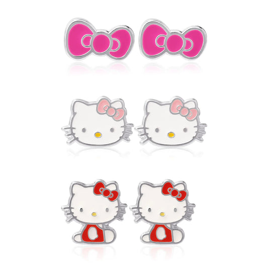 3-Piece Sanrio Hello Kitty Stud Earrings Set - n a - earrings