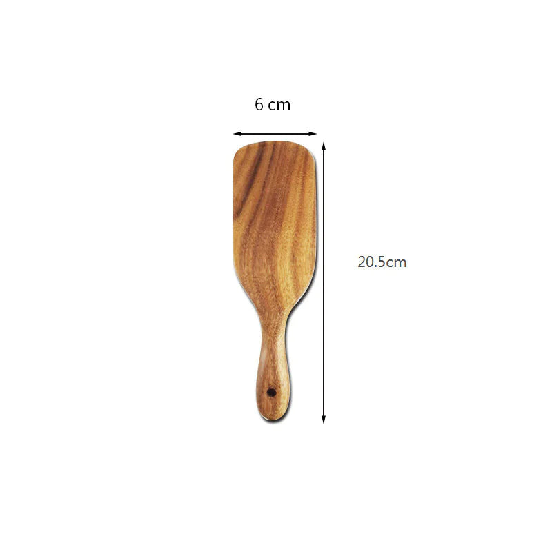 Acacia Teak Wood Long-Handled Cooking Spatula Set