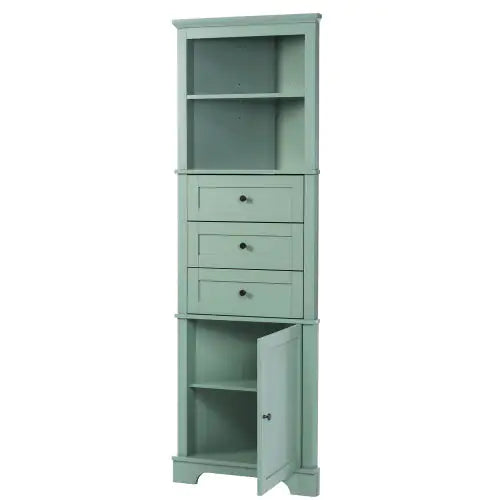 Green Triangular Tall Cabinet With 3 Drawers and Adjustable Shelves - Kia Day Design
