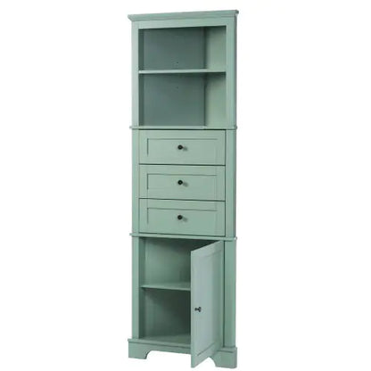 Green Triangular Tall Cabinet With 3 Drawers and Adjustable Shelves - Kia Day Design