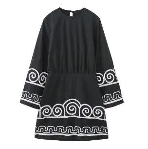 EMMA Summer Dress with Patterns and Embroidered Back - - dress