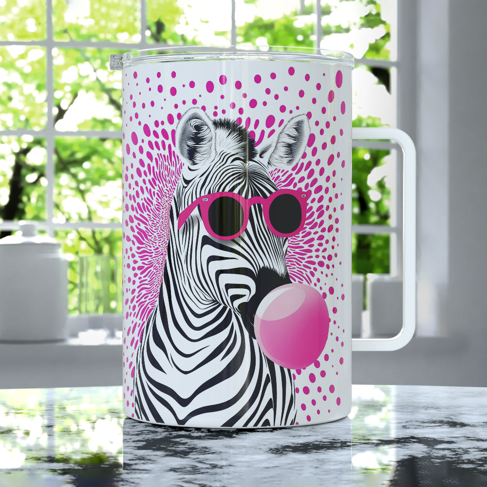 Retro Zebra Insulated Travel Mug - - Mug