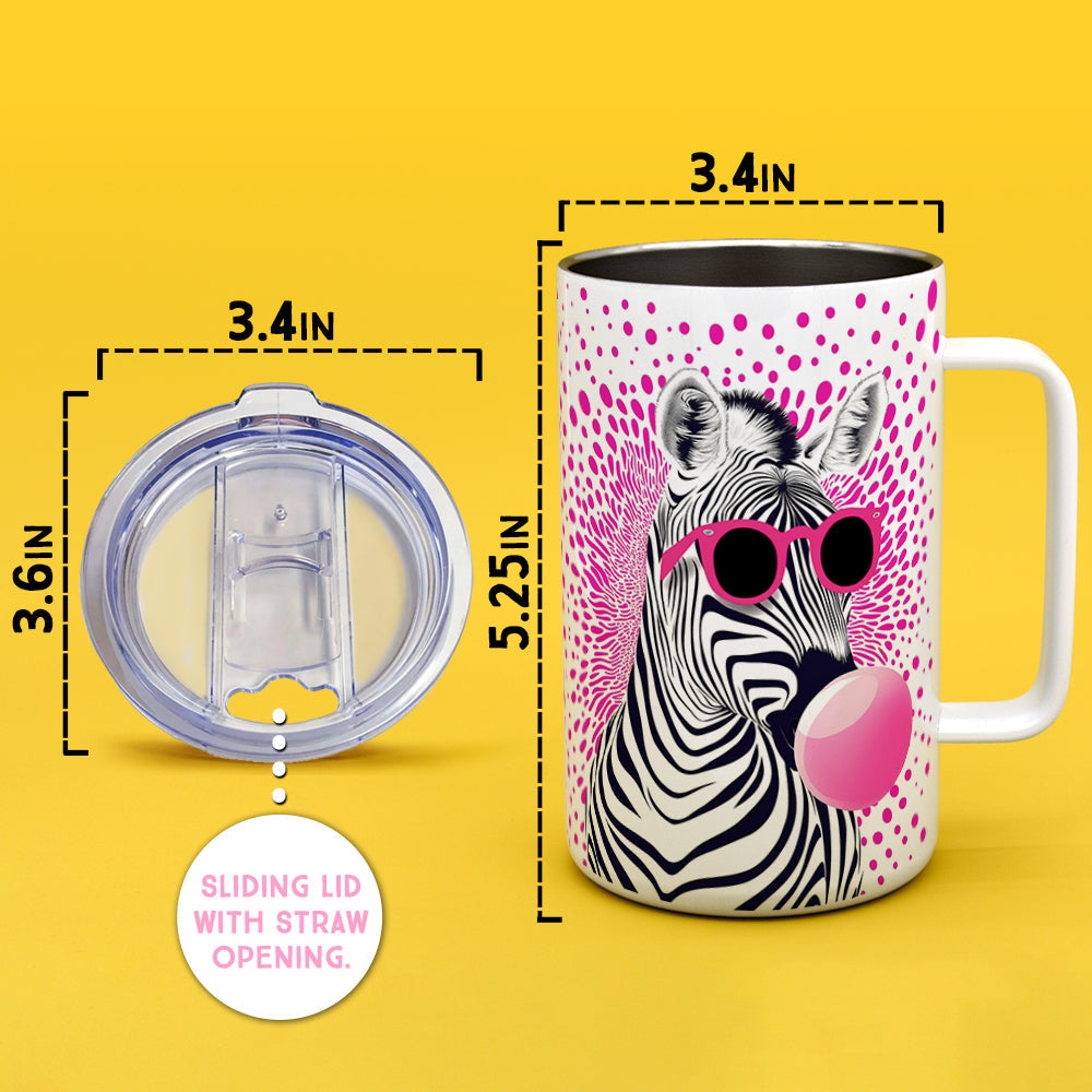 Retro Zebra Insulated Travel Mug - - Mug
