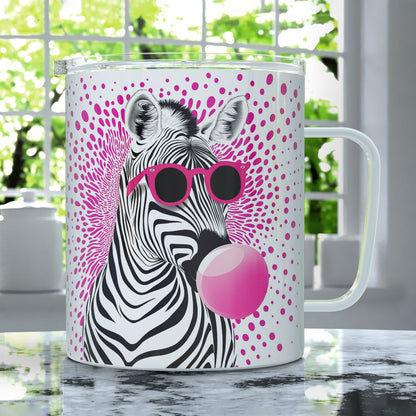 Retro Zebra Insulated Travel Mug - - Mug