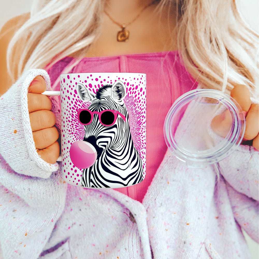 Retro Zebra Insulated Travel Mug - - Mug