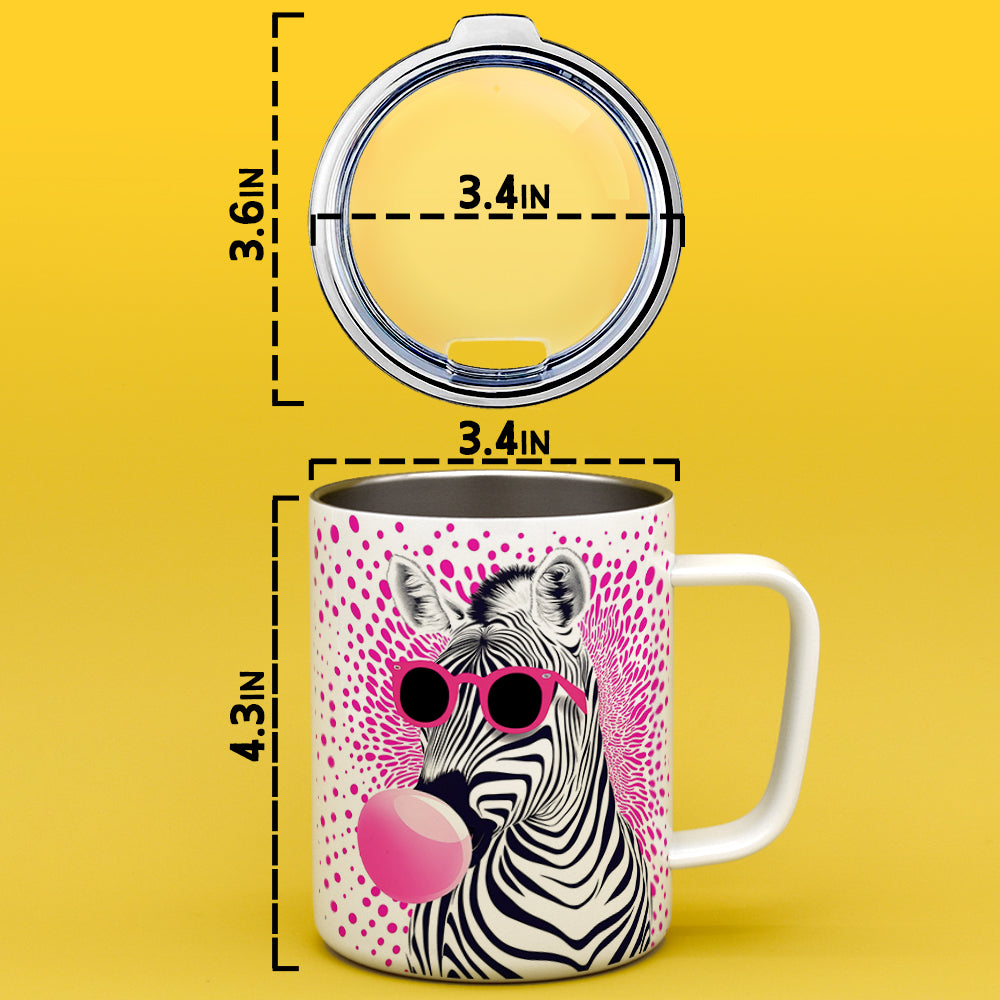 Retro Zebra Insulated Travel Mug - - Mug