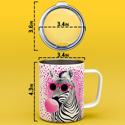 Retro Zebra Insulated Travel Mug - - Mug