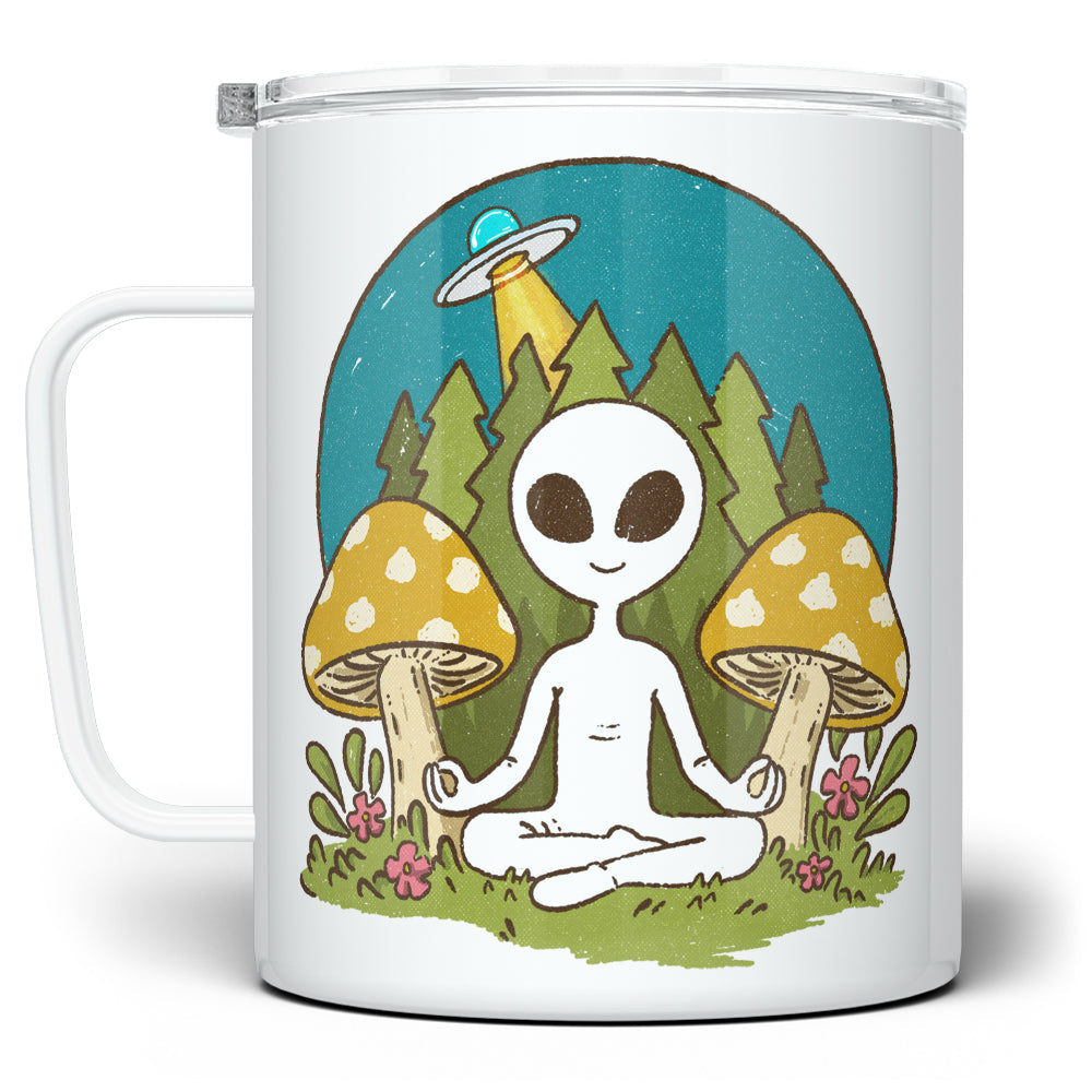 Meditating Alien Insulated Travel Mug - 12oz - mugs