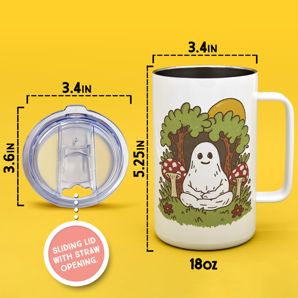 Meditating Ghost Insulated Travel Mug - -