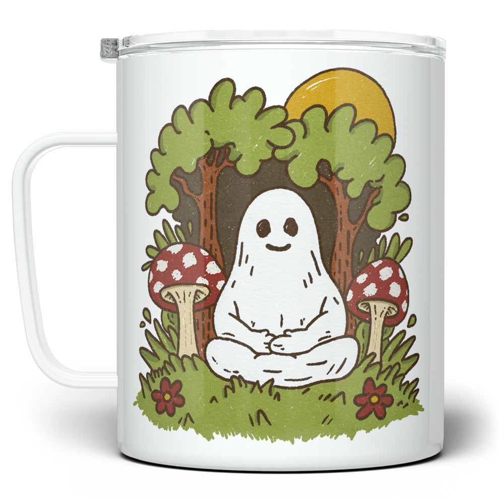 Meditating Ghost Insulated Travel Mug - 12oz -